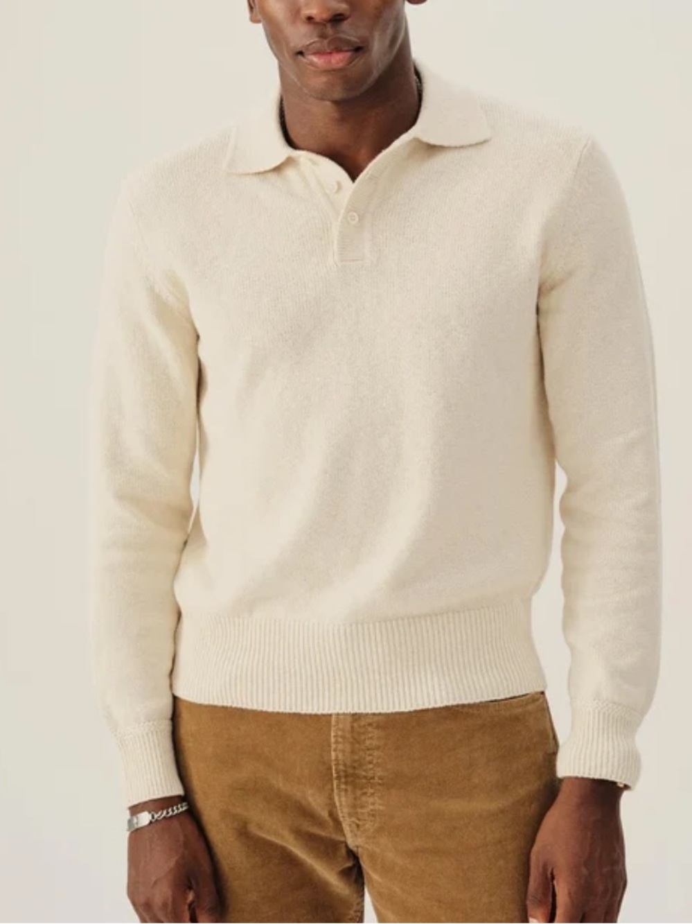 Buck Mason Cream Polo Knit New